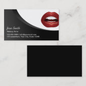 赤モダン唇メイクアップアーティスト 名刺 (正面/裏面)
