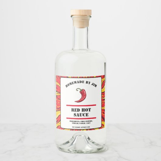 赤モダン唐辛子ラベル リキュールボトルラベル (正面)