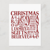 赤モダン字おもしろいクリスマスサブウェイアートシンプル シーズンポストカード (正面)