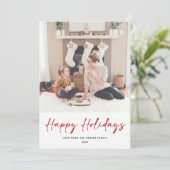 赤モダン字ミニマル写真クリスマス シーズンカード (スタンド正面)