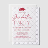 赤モダン字卒業パーティー ベラム紙招待状 (オフセット (招待状))