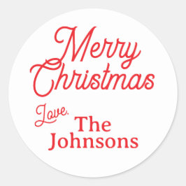 赤モダン字名前をカスタムするメリークリスマス ラウンドシール