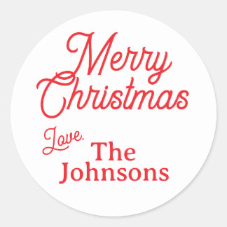 赤モダン字名前をカスタムするメリークリスマス ラウンドシール