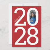 赤モダン学年と写真卒業 案内状 (正面)