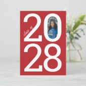 赤モダン学年と写真卒業 案内状 (スタンド正面)