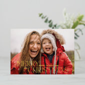 赤モダン実在基箔フォトホリデーカード 箔シーズンカード (立ち正面)