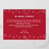 赤モダン実在基箔フォトホリデーカード 箔シーズンカード (裏面)