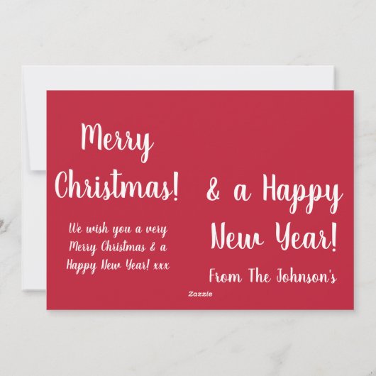 赤モダン家族クリスマスカード シーズンカード (裏面)