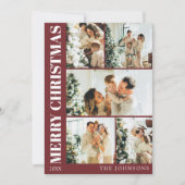 赤モダン家族スタイリッシュクリスマスホリデーカード シーズンカード (正面)