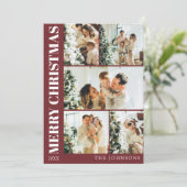 赤モダン家族スタイリッシュクリスマスホリデーカード シーズンカード (スタンド正面)