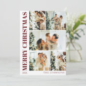 赤モダン家族スタイリッシュクリスマスホリデーカード シーズンカード (スタンド正面)