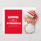赤モダン小クリスマス誕生発表 シーズンカード (正面/裏面)