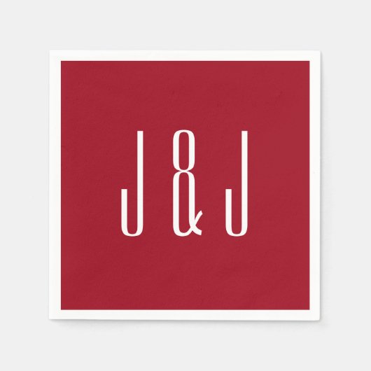 赤モダン平野結婚の スタンダードカクテルナプキン (正面)