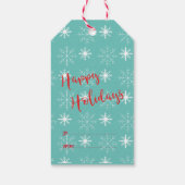 赤モダン幸せ休日、ティール（緑がかった色）、星ギフトラベル ギフトタグ (裏面)
