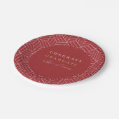 赤モダン幾何学卒業パーティー ペーパープレート (アングル)
