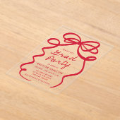 赤モダン弓エレガント卒業党 アクリル招待状 (レイダウン)