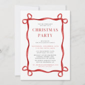 赤モダン弓クリスマスパーティー 招待状 (正面)
