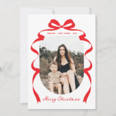 赤モダン弓フォトメリークリスマスアーチ シーズンカード (正面)