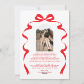 赤モダン弓フォトメリークリスマスアーチ シーズンカード (裏面)