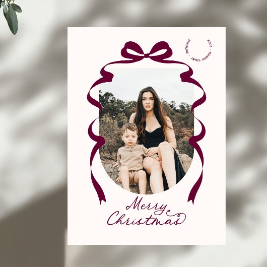赤モダン弓フォトメリークリスマスアーチ シーズンカード