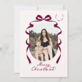 赤モダン弓フォトメリークリスマスアーチ シーズンカード (正面)