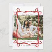 赤モダン弓メリークリスマスフォト シーズンカード (正面)