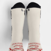 赤モダン弓レトロクリスマス ソックス (上部)