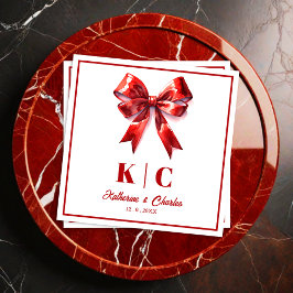 赤モダン弓除草 スタンダードカクテルナプキン