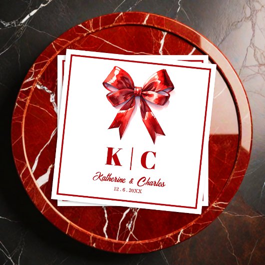 赤モダン弓除草 スタンダードカクテルナプキン