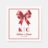 赤モダン弓除草 スタンダードカクテルナプキン (正面)