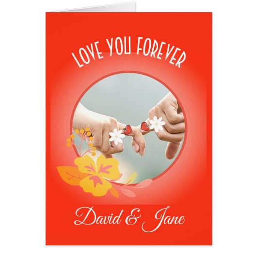 赤モダン愛スタイリッシュ写真Valentinesデイカード (正面)