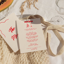 赤モダン手描きヴィンテージ予測できな結婚の メニュー