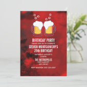 赤モダン抽象芸術とビールステイン誕生日 招待状 (スタンド正面)