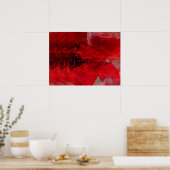 赤モダン抽象芸術絵画のコンテンポラリーアートポスト ポスター (キッチン)