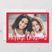 赤モダン文字のメリークリスマス シーズンカード (正面)