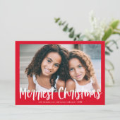 赤モダン文字のメリークリスマス シーズンカード (スタンド正面)