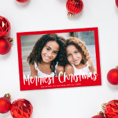 赤モダン文字のメリークリスマス シーズンカード