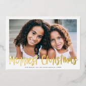 赤モダン文字のメリークリスマス 箔シーズンカード (正面)