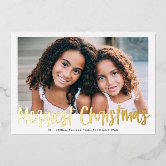 赤モダン文字のメリークリスマス 箔シーズンカード (正面)