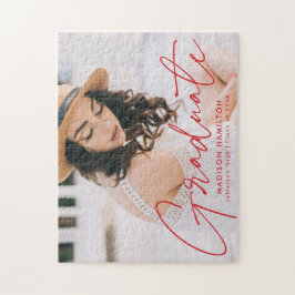 赤モダン文字の写真卒業 ジグソーパズル