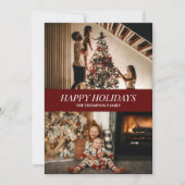 赤モダン文字ハッピーホリデーズクリスマスフォト シーズンカード (正面)