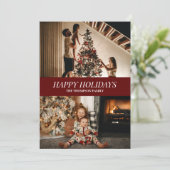 赤モダン文字ハッピーホリデーズクリスマスフォト シーズンカード (スタンド正面)