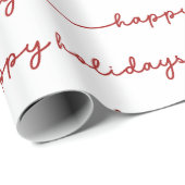 赤モダン文字ハッピーホリデー ラッピングペーパー (ロールコーナー)