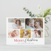 赤モダン文字フォトコラージメリークリスマス シーズンカード (スタンド正面)