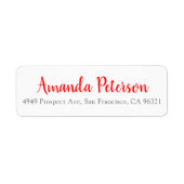 赤モダン文字住所 シール (正面)