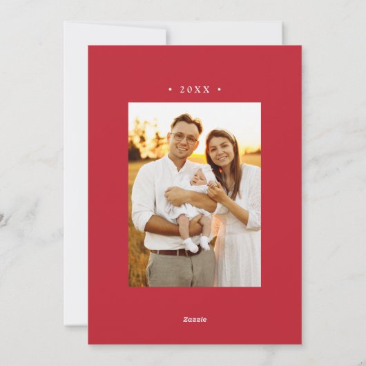 赤モダン日が差すことメリークリスマス2写真 シーズンカード (裏面)