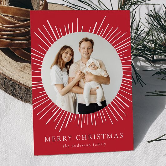 赤モダン日が差すことメリークリスマス2写真 シーズンカード