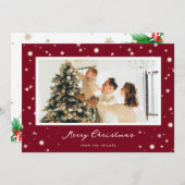 赤モダン星メリークリスマスフォトカード シーズンカード (正面/裏面)