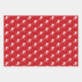 赤モダン暗緑色の黒いサンタクロース模様 ラッピングペーパーシート (正面)