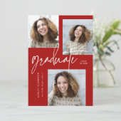 赤モダン書五写真卒業パーティー 招待状 (スタンド正面)